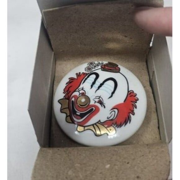 Vintage Trippies Inc. 90's Porcelain Trinket Keepsake Box Clown 2" New - Picture 2 of 8